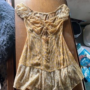 Cut Out Mini Sunflower Off the Shoulder Sundress